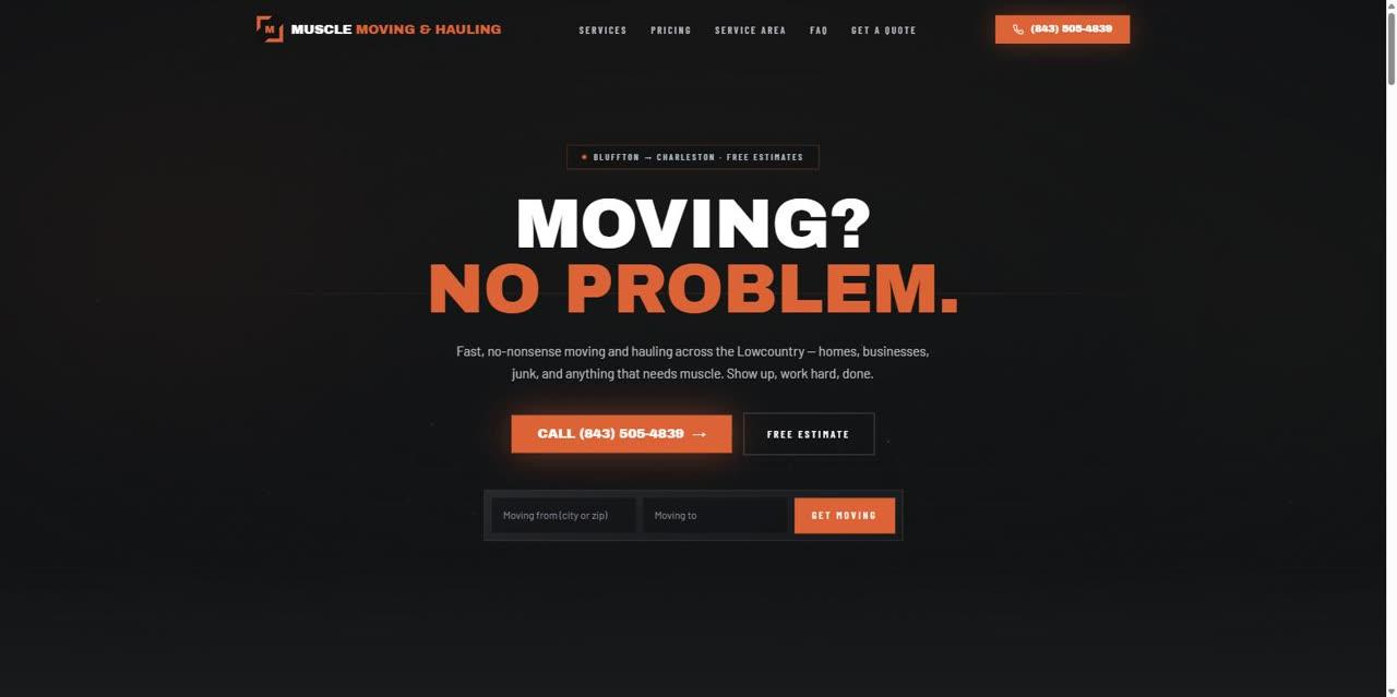 Screenshot of the Muscle Moving & Hauling website